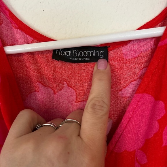 Floral blooming Large Boho Long Dress Women V Neck Floral Print Maxi - Picture 4 of 14